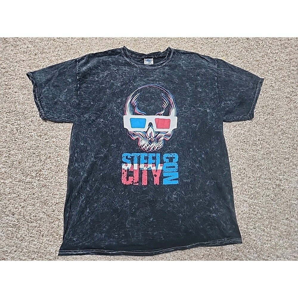 2023 Steel City‎ Comic Con Black Tie-dye XL 3D Skull Print